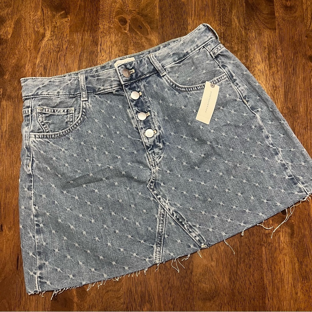 NWT ANTHROPOLOGIE PILCRO JACQUARD DENIM MINI SKIRT SIZE 10 - Picture 4 of 13